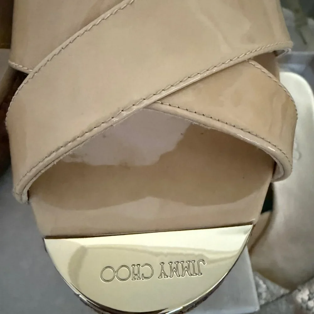 Jimmy Choo Panna wedges w gold tip 39 US 8.5 - Picture 4 of 7